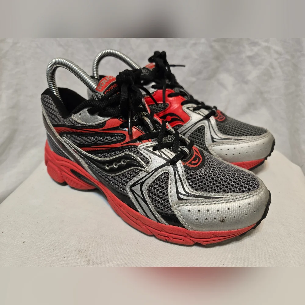 Saucony Grid Cohesion 6 LTT Boys Sz 4.5M Gray/Black/Silver Running/Walking Shoes - Picture 4 of 10